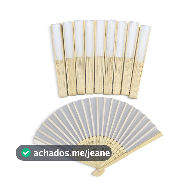 Kit 10 Leques Bambu E Tecido Liso Lembrancinha Casamento Festas Decoração