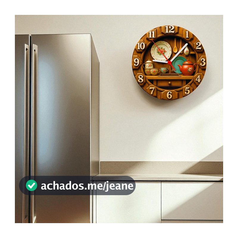 Relógio de Parede - Amadeirado Cozinha- 25x25x2cm( Não é relevo)