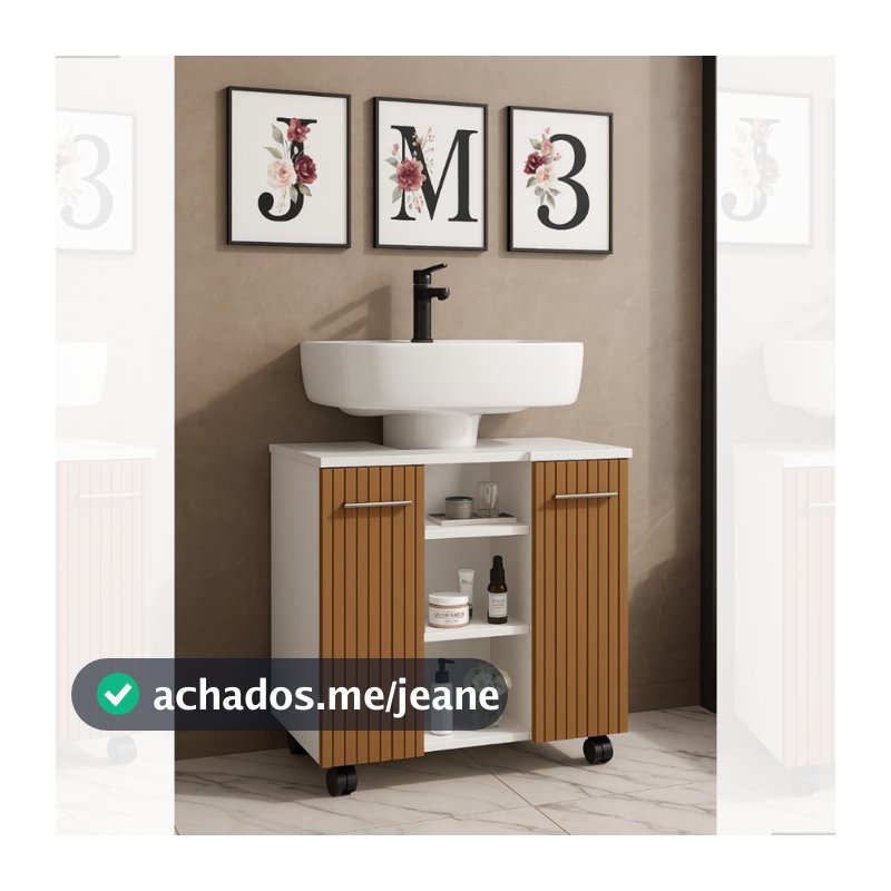 Gabinete de Banheiro Premium Organizador Para Pia de Coluna - JM3 Móveis