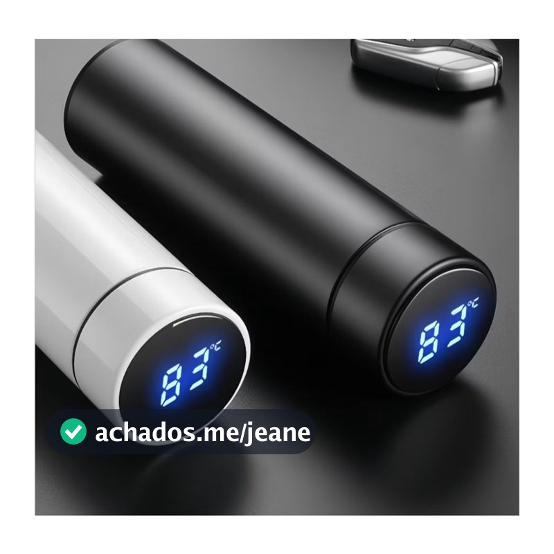 Garrafa Termica Inox Com Termometro 500ml Visor Digital LED Inteligente
