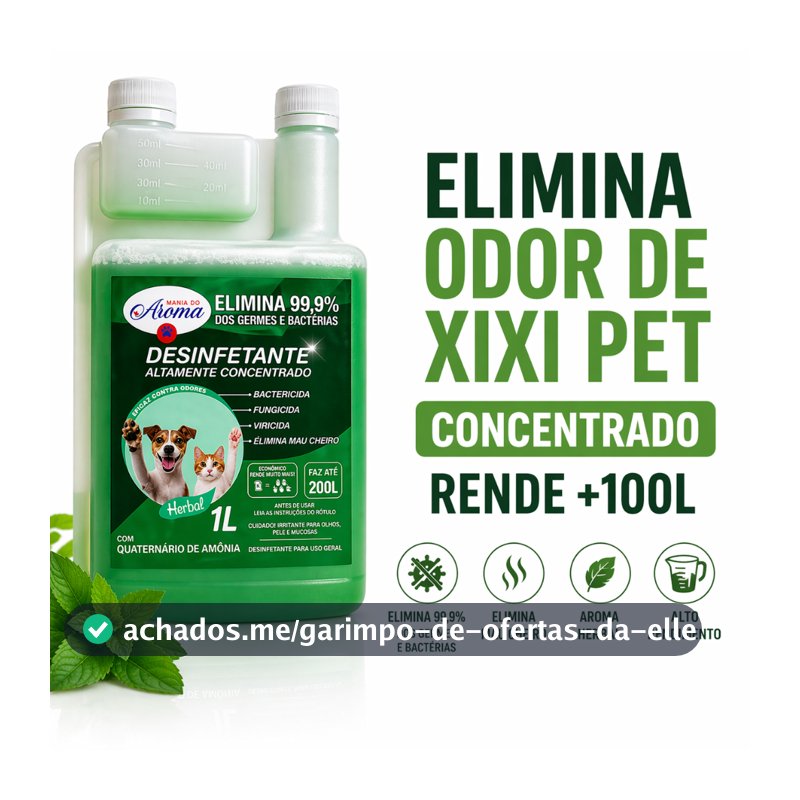 DESINFETANTE HERBAL PET CONCENTRADO 1L ELIMINA ODOR XIXI BACTERICIDA