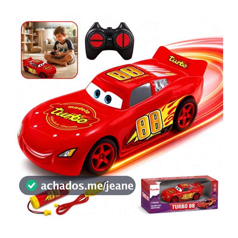Carrinho Controle Remoto Recarregável Infantil Corrida Velocidade Criança Relâmpago McQueen Kizumba