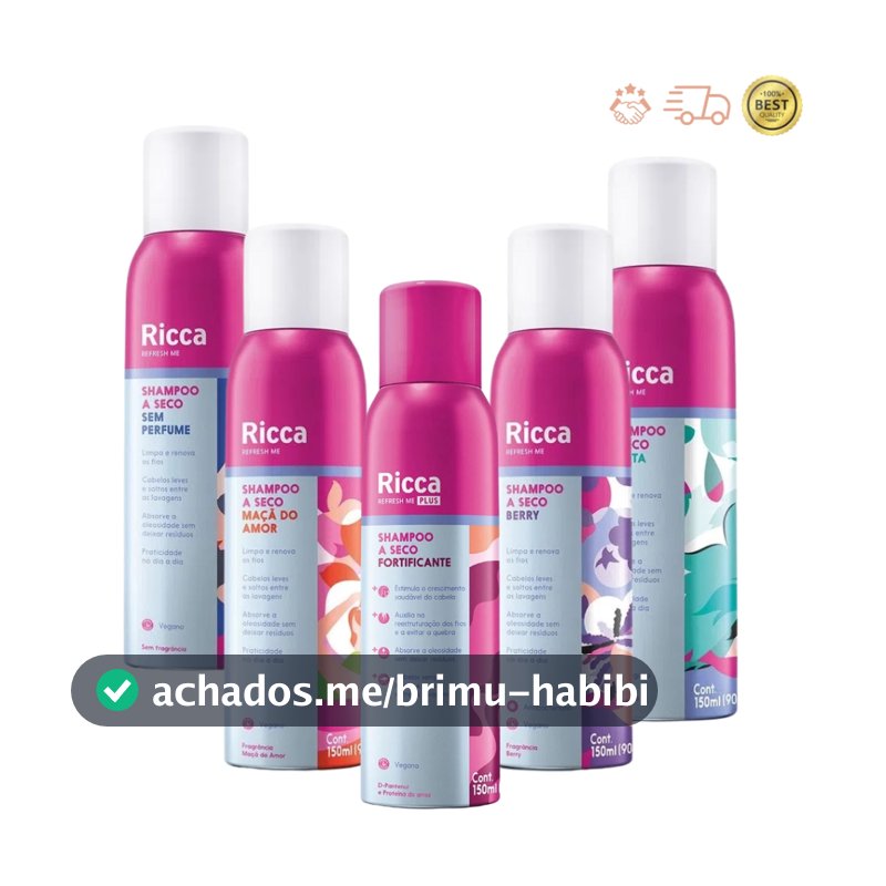 Shampoo a Seco Ricca 150mL - Escolha Seu Preferido