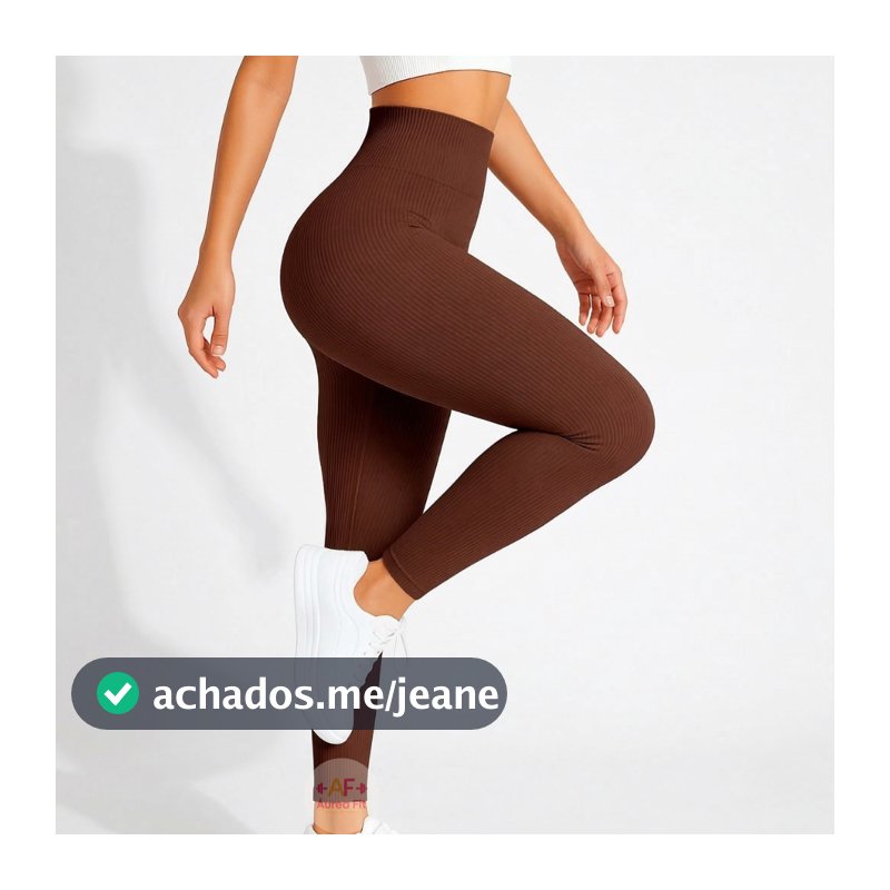 Calça Legging Canelada Premium de Cintura Alta Sem Costura Academia Feminina Elástica e Fitness