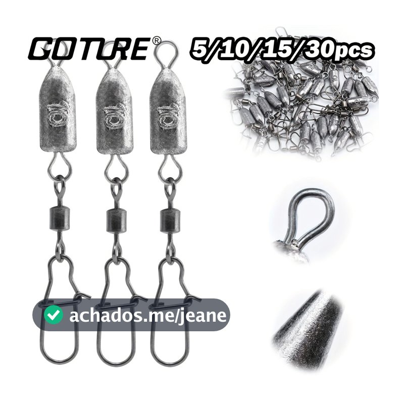 Goture 5/10/15/30 peças de chumbadas para pesca. Chumbadas com Swivel Sanp, chumbadas e pesos ideais para pesca, chumbad