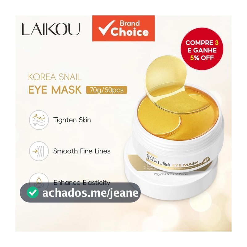 LAIKOU Máscara De Olho De Caracol Dourado Para Remover Rugas , Círculo Escuro , Anti-Envelhecimento , 50 Unidades