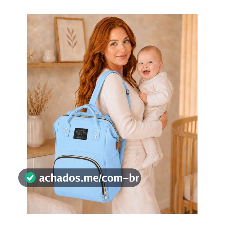 Mochila Bolsa Maternidade Reforçada Mamãe Bebê Passeio Com Compartimentos Multifuncional Bolsa Bebê Com Alça de Mão