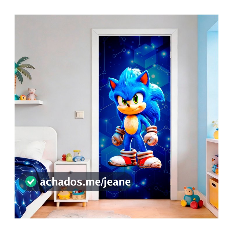 Capa De Porta Decoração Ouriço Sonic