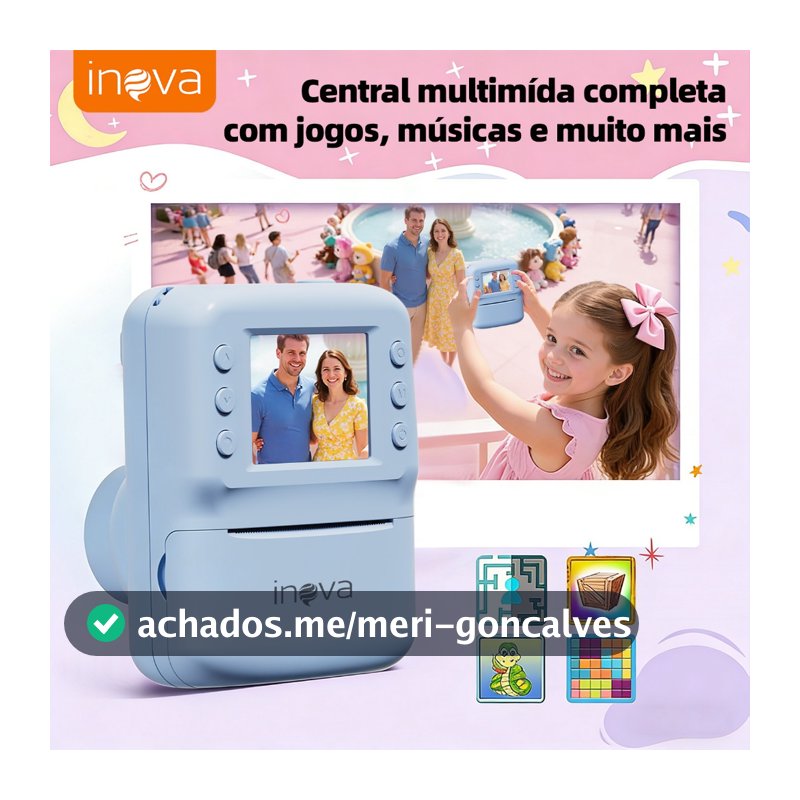 INOVA Câmera Infantil Inova CAM-13382 Digital com Jogos Tela LCD Design Divertido para Crianças