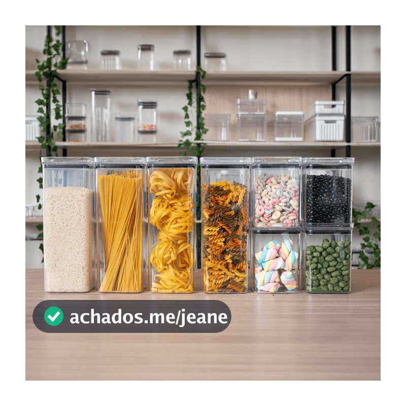8 Potes Herméticos em Acrílico Cristal para Cozinha e Design Empilhável Organizador para Mantimentos