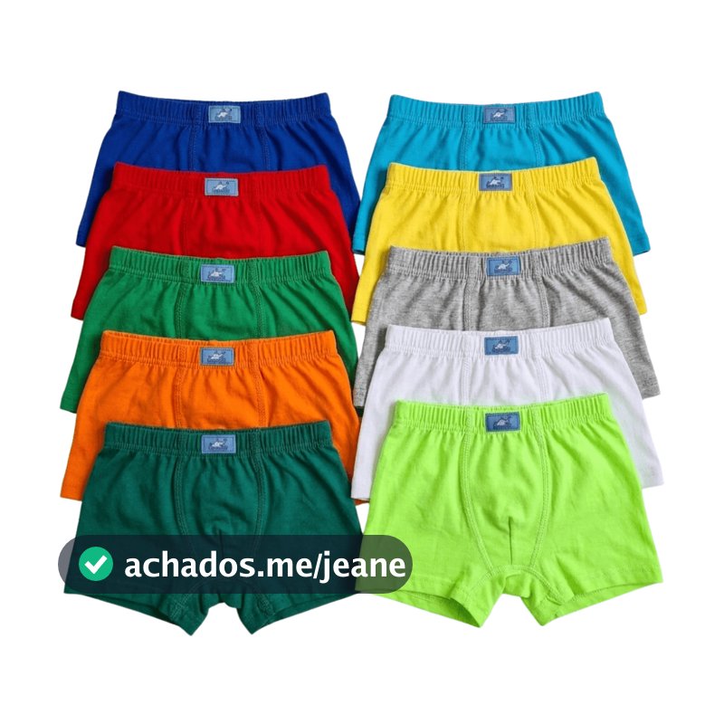 Kit Cueca Box Infantil Menino Algodão Lisa Confortável Macia Antialérgica com Forro PP P M G GG