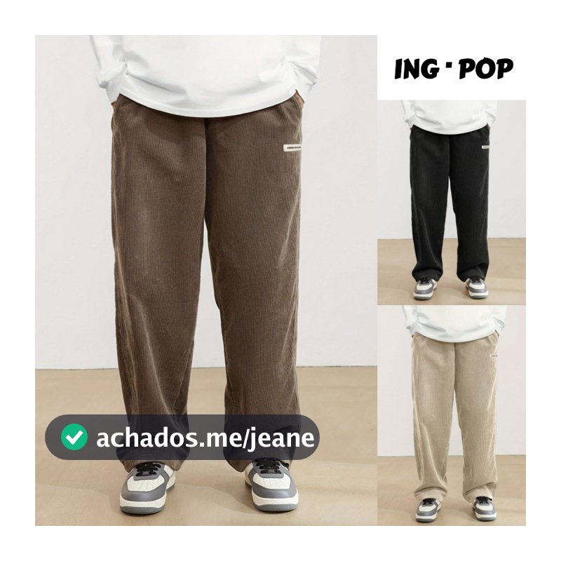 Calças Casual Cargo Streetwear de Veludo Cotelê de Inspiração para Masculinas Bolsos em Ângulo
