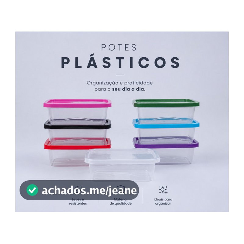 Kit até 30  Potes Plásticos 1 Litro 1000ml escolher cor Tampa Transparente Marmita Organizador De Alimentos Plástico