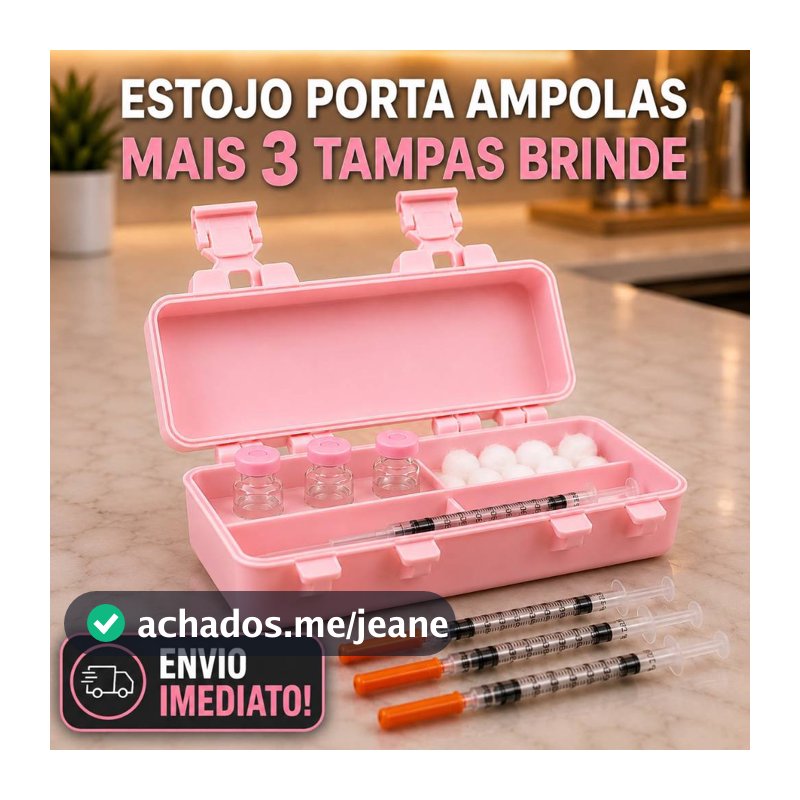 Organizador Porta Ampolas 3ml Estojo Compacto com Compartimentos Seguro Portátil para Seringas