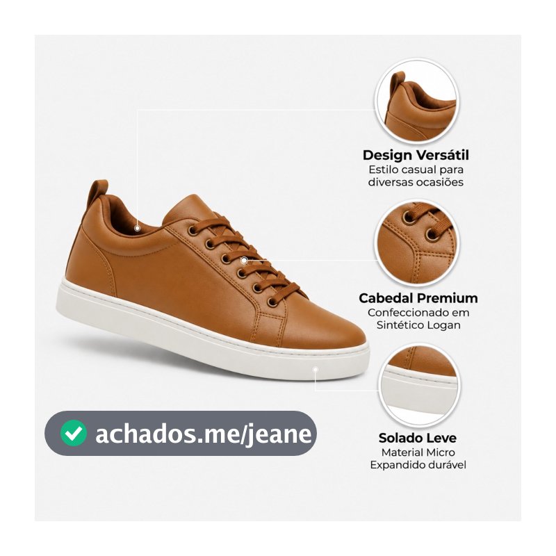 Tênis Masculino Sapatênis Social Estiloso Casual Dia a Dia Confortável Urban  Moderno