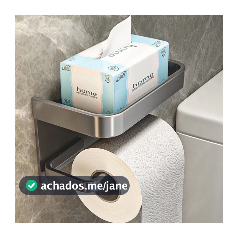 Suporte Papel Higiênico Premium Apoio Para Celular de Banheiro Fixo na Parede Sem Furos