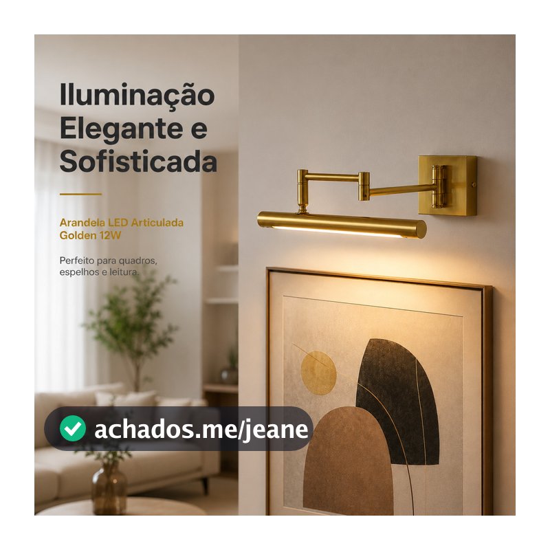 Arandela LED Parede Articulada Moderna Dourada 3 Cores 12W