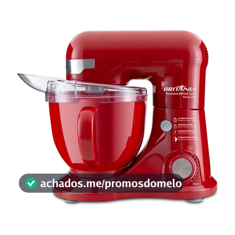 Batedeira Planetária Britânia BBP760VMW Turbo Vermelha
