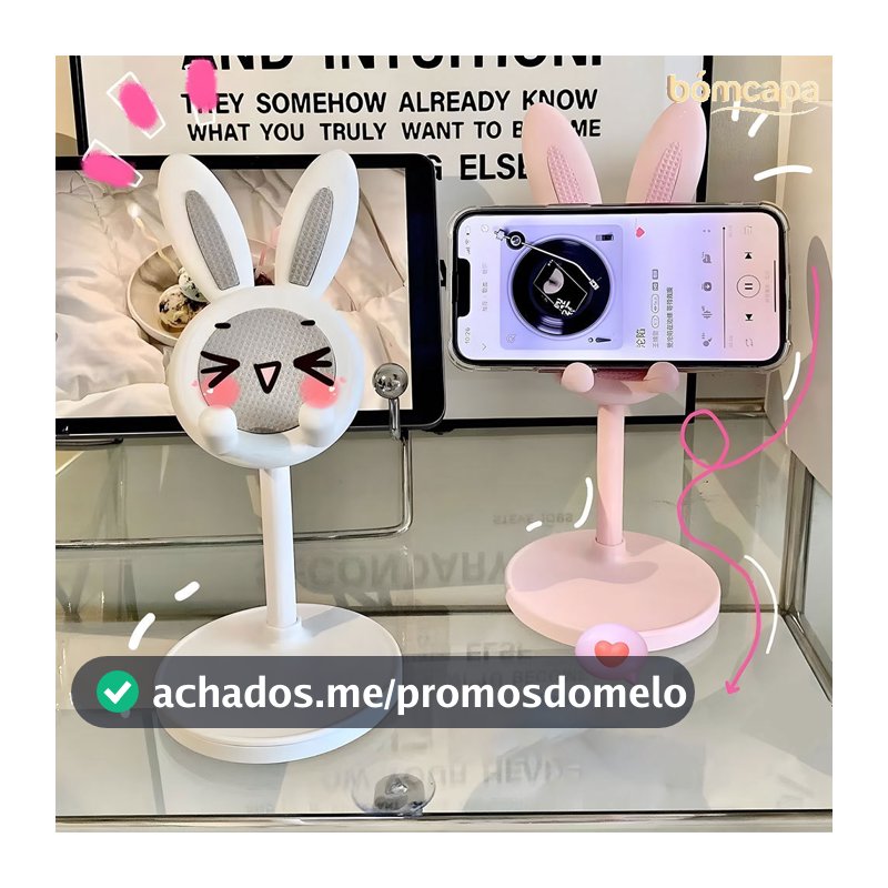 Suporte Coelhinho Para Celular Tablet Kawaii Fofo Cute Criativo E Tablet Ajustável ZJ008