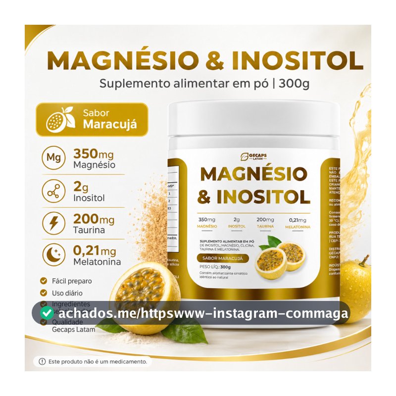 Magnésio & Inositol Gecaps Latam 300g Maracujá | Suplemento Alimentar em Pó | Magnésio Inositol Taurina