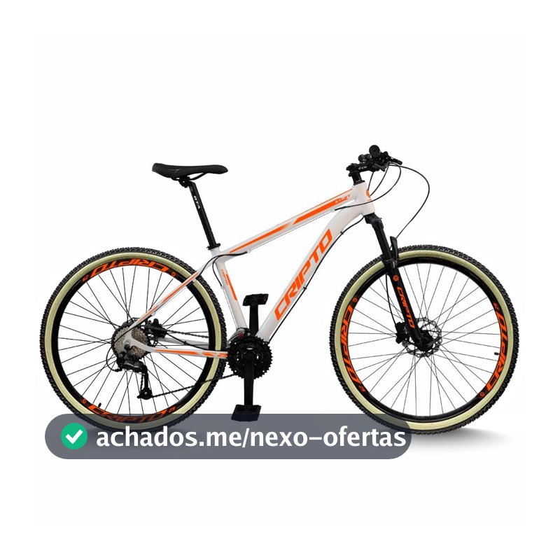 Bicicleta Aro 29 Cripto 24 Marchas Freios Disco e Suspensão Pneu Bege