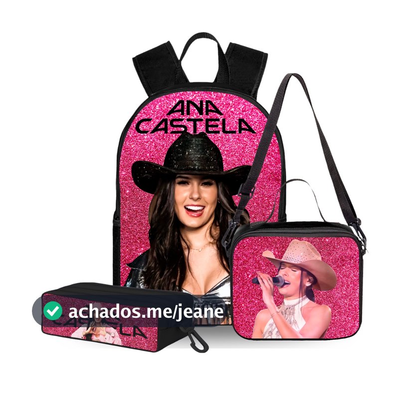 Kit Mochila Escolar Infantil Ana Castela Reforçada + Lancheira + Estojo com Costas Acolchoadas 25kg