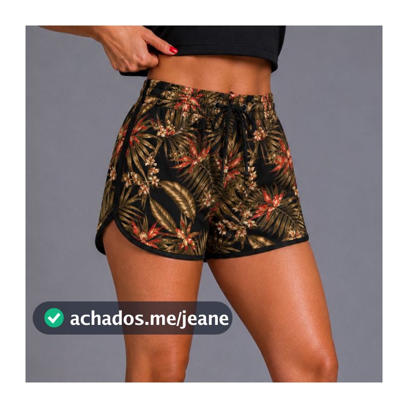 Short Feminino Plus Size Tactel Elastano Estampado Academia e Treino
