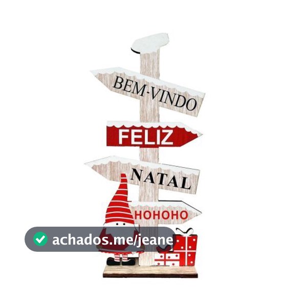 Enfeite De Mesa Madeira Placa Direções Natal 16cm