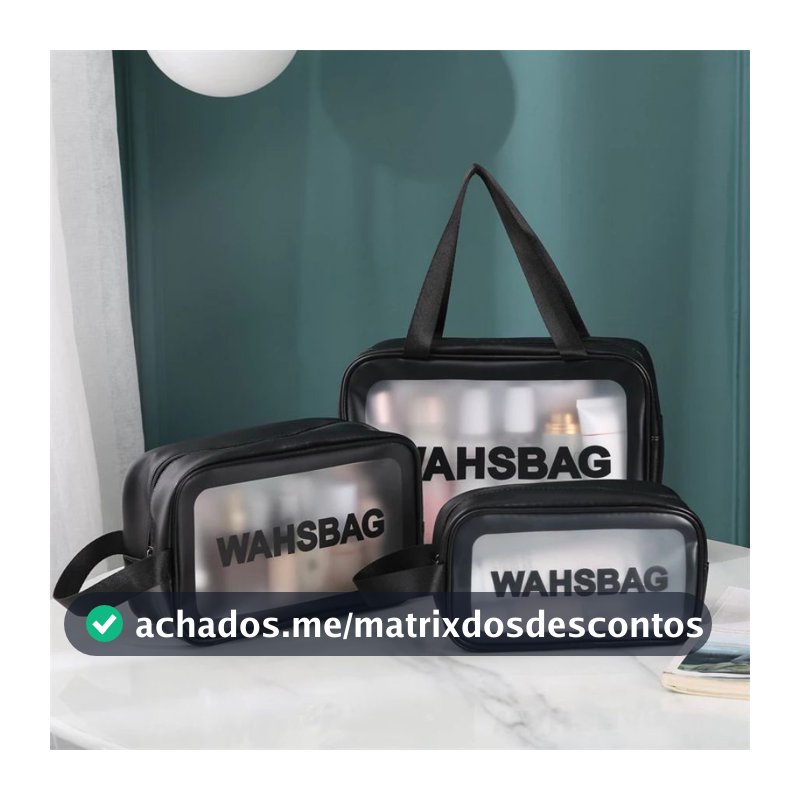 Kit 3 Necessaire Maquiagem Transparente WashBag A Prova De Água