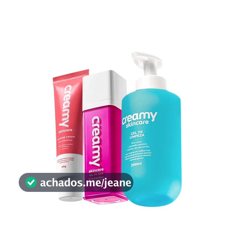 Kit Creamy Skincare Gel de Limpeza Ácido Mandélico Calming Cream (3 produtos)