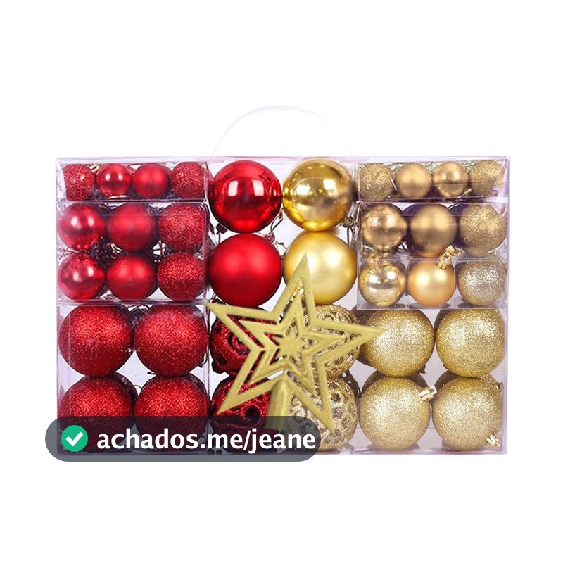 Kit Maleta Com 100 Bolas De Natal Decoradas Brilho Glitter 4 cm