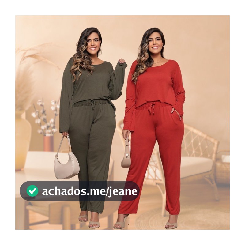 Kit 2 Conjuntos Plus Size Calça e Blusa Viscolycra Macia Conforto e Frescor Casa Trabalho Dia a Dia Veste 42 ao 50