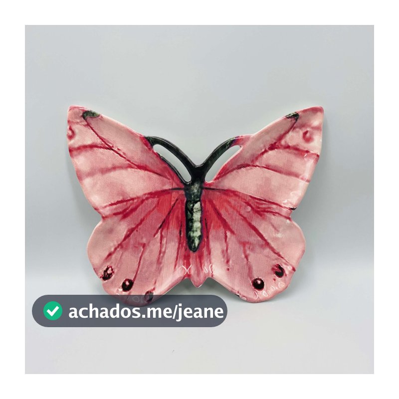 Prato de Sobremesa Relevado Butterfly Rosa 20x24cm- Scalla