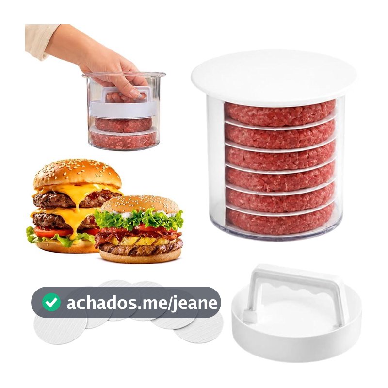 Fabricante De Prensa Antiaderente Para Hambúrguer Com Armazenamento Empilhável E Discos Separadores Carne Caseira Vegeta