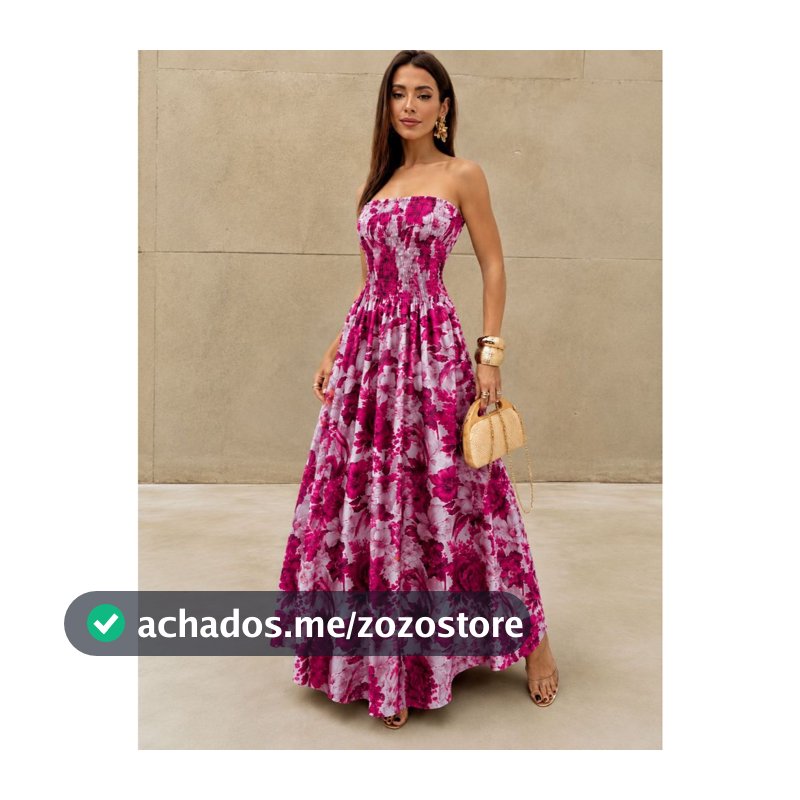 Vestido Longo com Estampa Exclusiva Vestido com elastex Verao Elegante