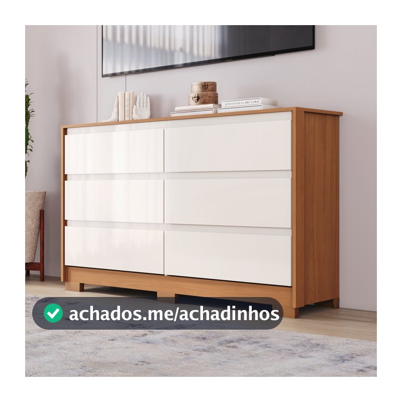 Cômoda Layla 6 Gavetas Corrediças Telescópicas Casa 812