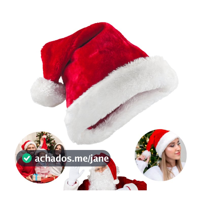 Gorro Papai Noel Veludo Elegância Vermelho 40cm Touca Natal Premium