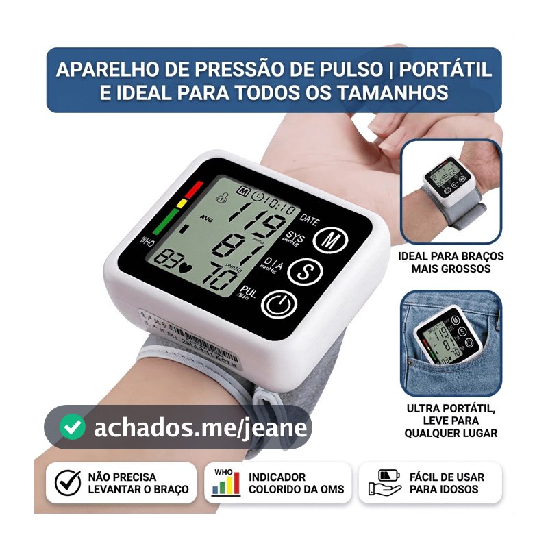 Monitor Inteligente de Pressão Digital, Medidor de Pulso com Voz e Alta Precisão