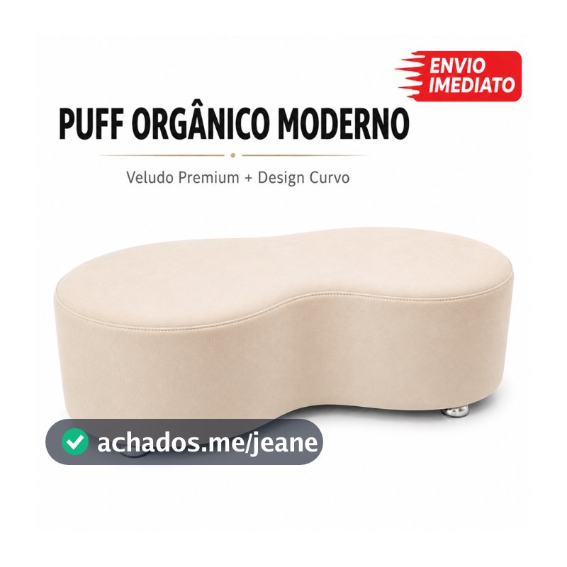 Puff Orgânico Curvo - 1 Metro Elegância e Conforto Moderno Feijao moderno tecido premium