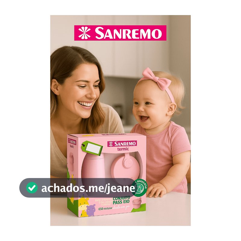 Kit Passeio Infantil Sanremo – Garrafa Térmica 250ml + Pote Leite em Pó 3 Divisórias (Rosa ou Azul)
