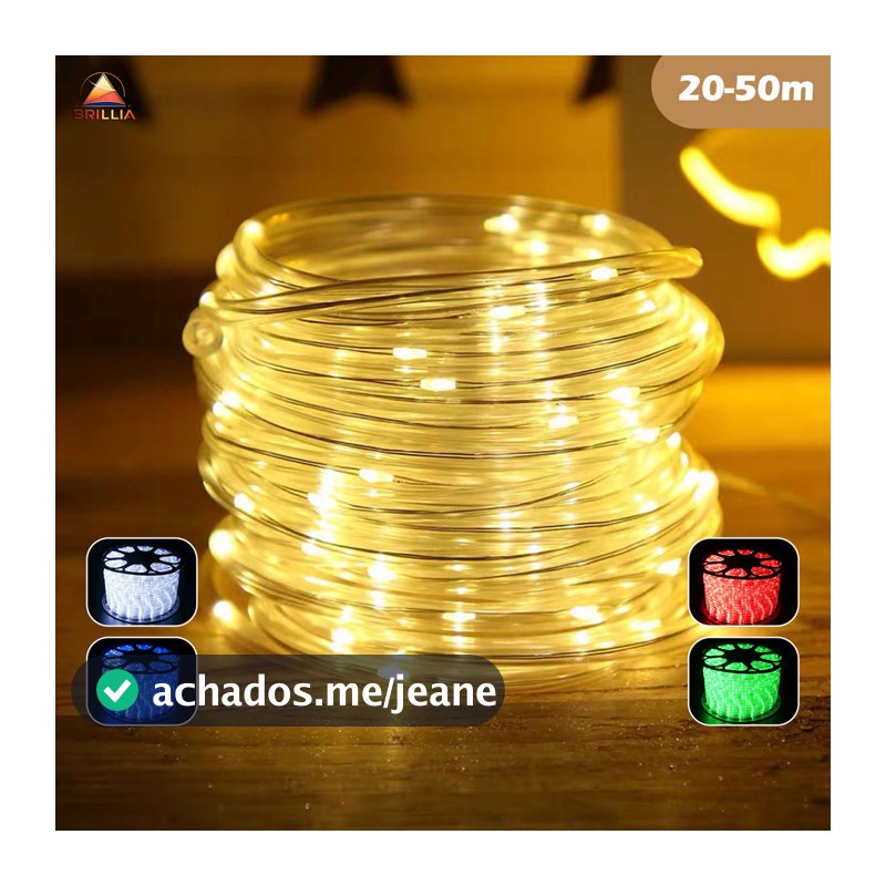 20 à 50m Mangueira de Led Iluminação Natal Decoração + Conector 5 cores disponíveis IP65 apenas 220V