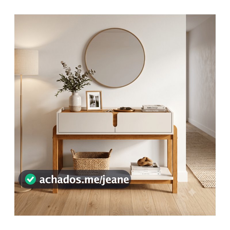 Buffet Aparador Compacto Ideal 130cm 2 Gavetas Prateleira Inferior Sala Hall Escritório Moderno