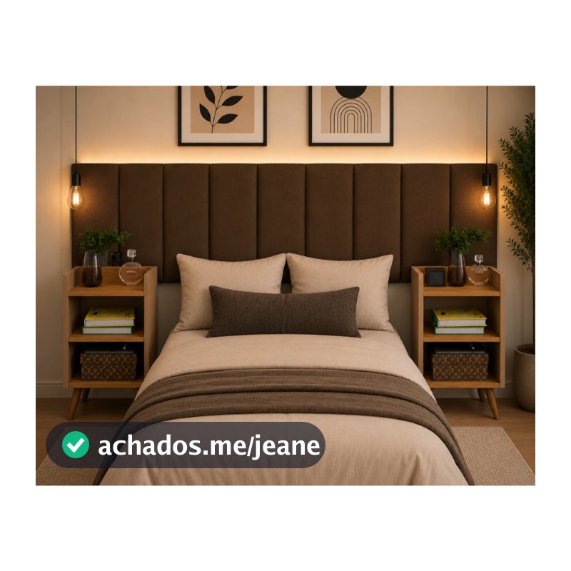 Kit Quarto Completo Cabeceira Modular + 2 Mesas Max Preto Off White Fendi Hanover Branco Cinza