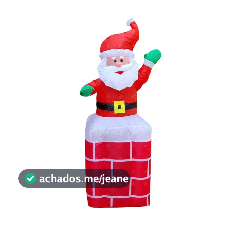 Papai Noel Chaminé Inflável Feliz Natal Natalino Bivolt 1.2m