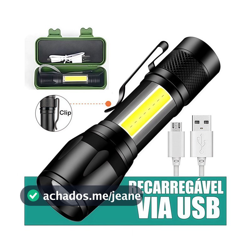 1/2/3 unidades Mini Lanterna Tática Com Led E Zoom Recarregável Usb