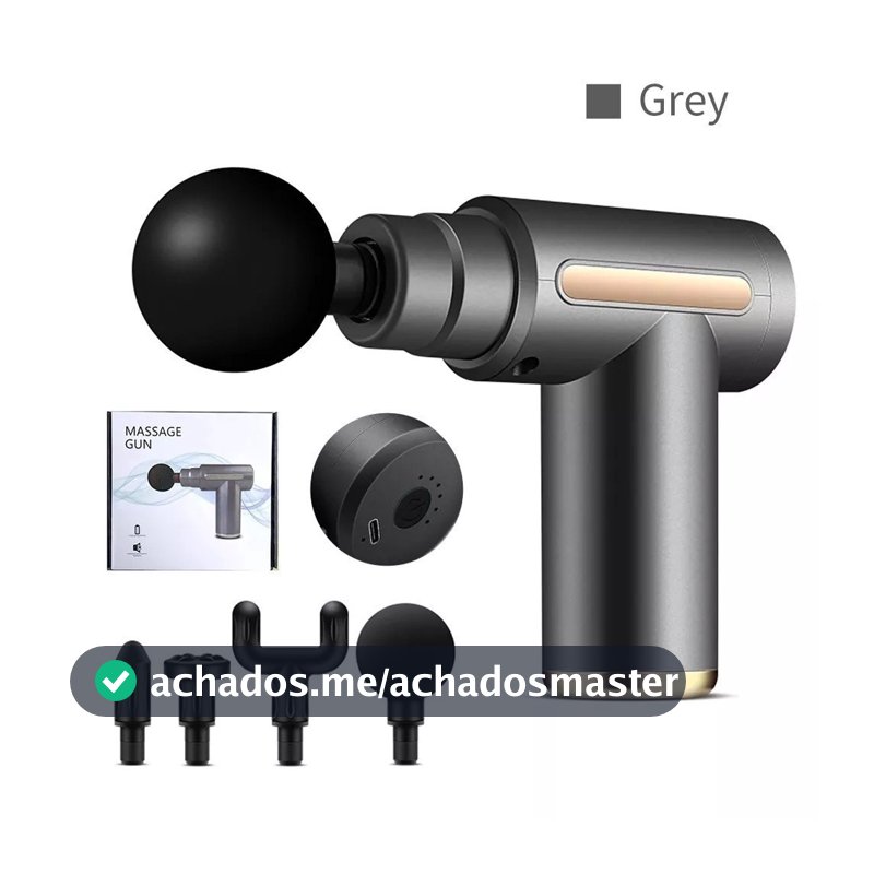 Pistola de Massagem Muscular Portátil Elétrica Profissional Recarregável USB com Múltiplas Ponteiras para Relaxamento