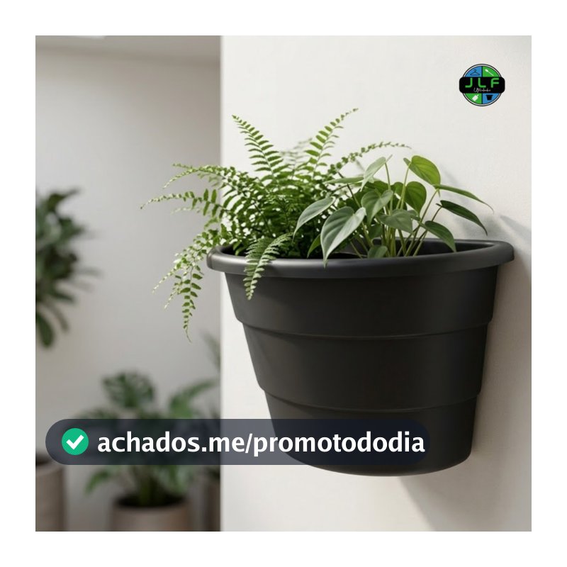 Kit  Vaso preto  para parede decoração jardim vertical arandela para horta 3,3L meia lua /Vaso de parede