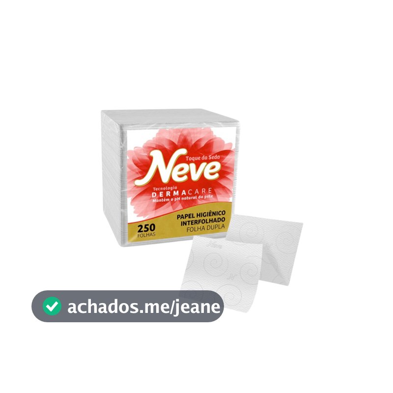 Papel Higiênico Interfolhado Folha Dupla com 250 unidades Neve