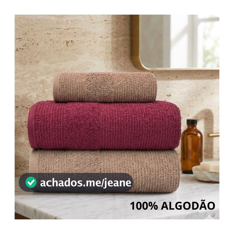 Jogo/Kit 3 Toalhas (2 Banho + 1 Rosto) 100% Algodão Grossa Grande Macia Alta Absorção Superluxo