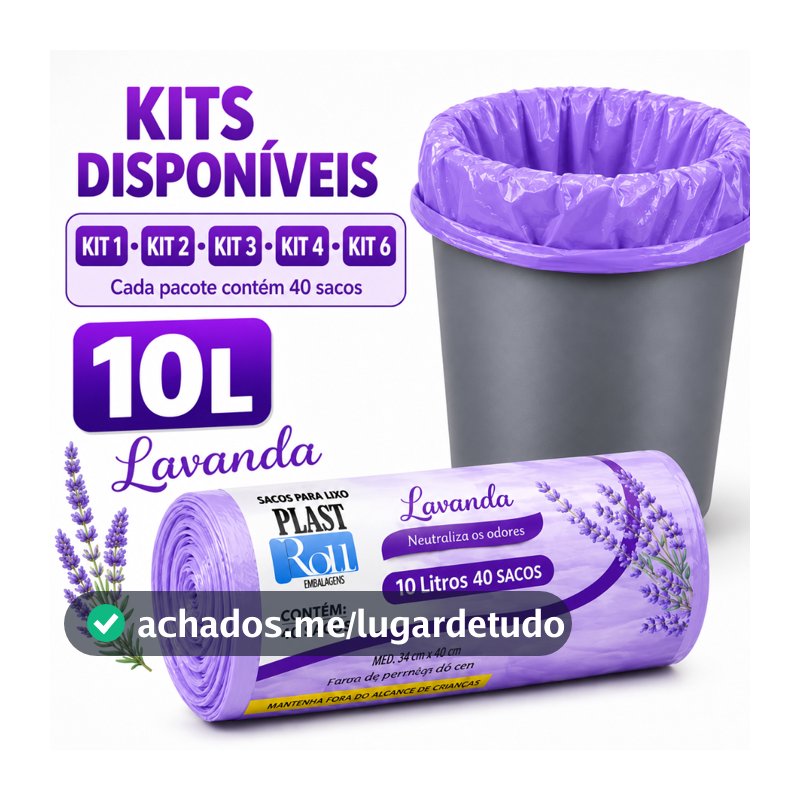 Saco de Lixo Lavanda 10L Perfumado Anti Odor Banheiro Pia